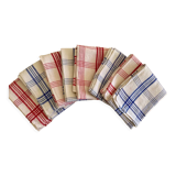 Set of 8 square towels (or tea towels) with red and blue checkered -65x65 cm - Métis
