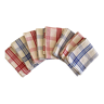 Lot de 8 serviettes carrées (ou torchons) à carreaux rouges et bleus -65x65 cm - métis