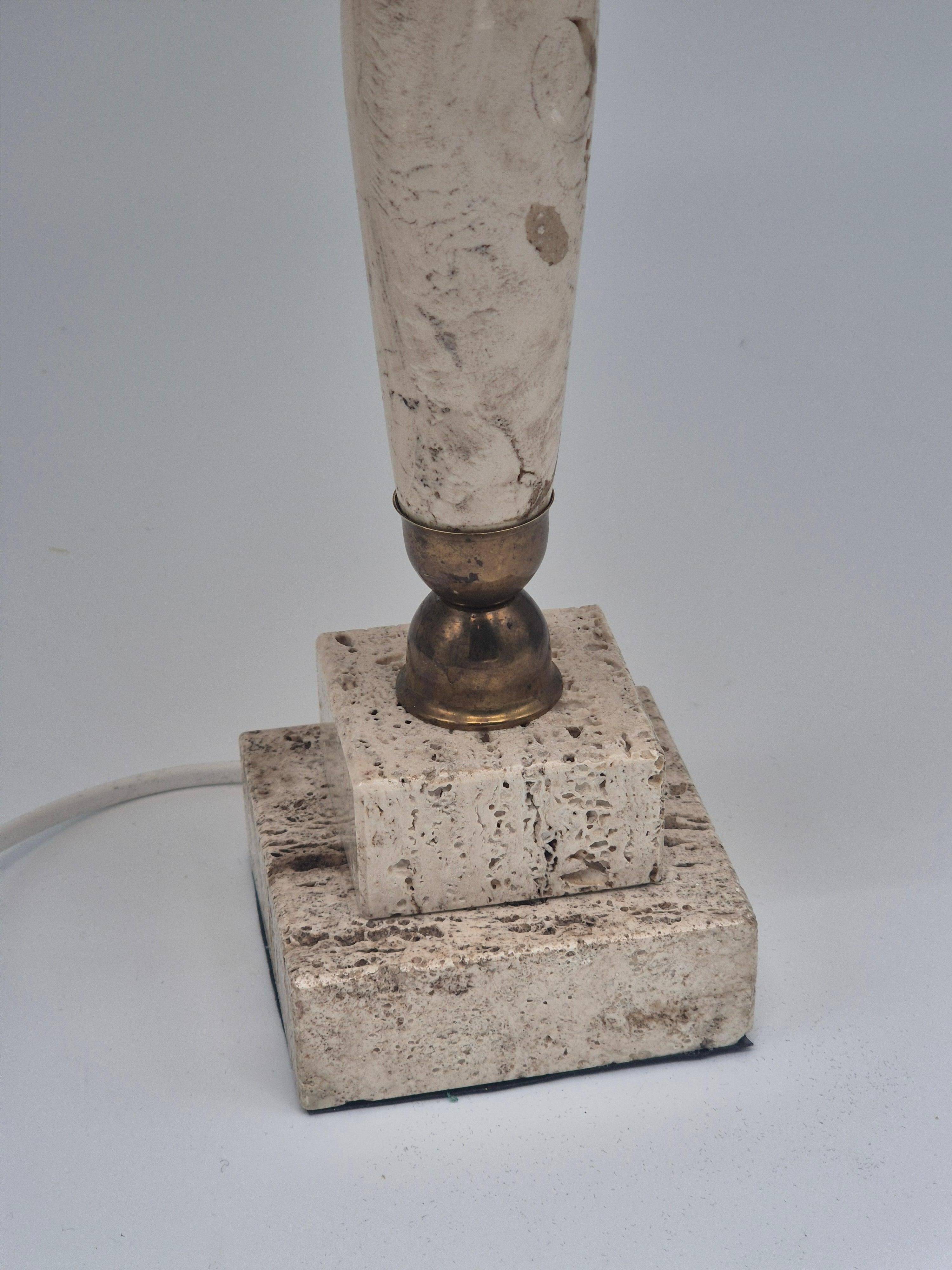 Table lamp in onyx and travertine, mid-century modern, 1970s.