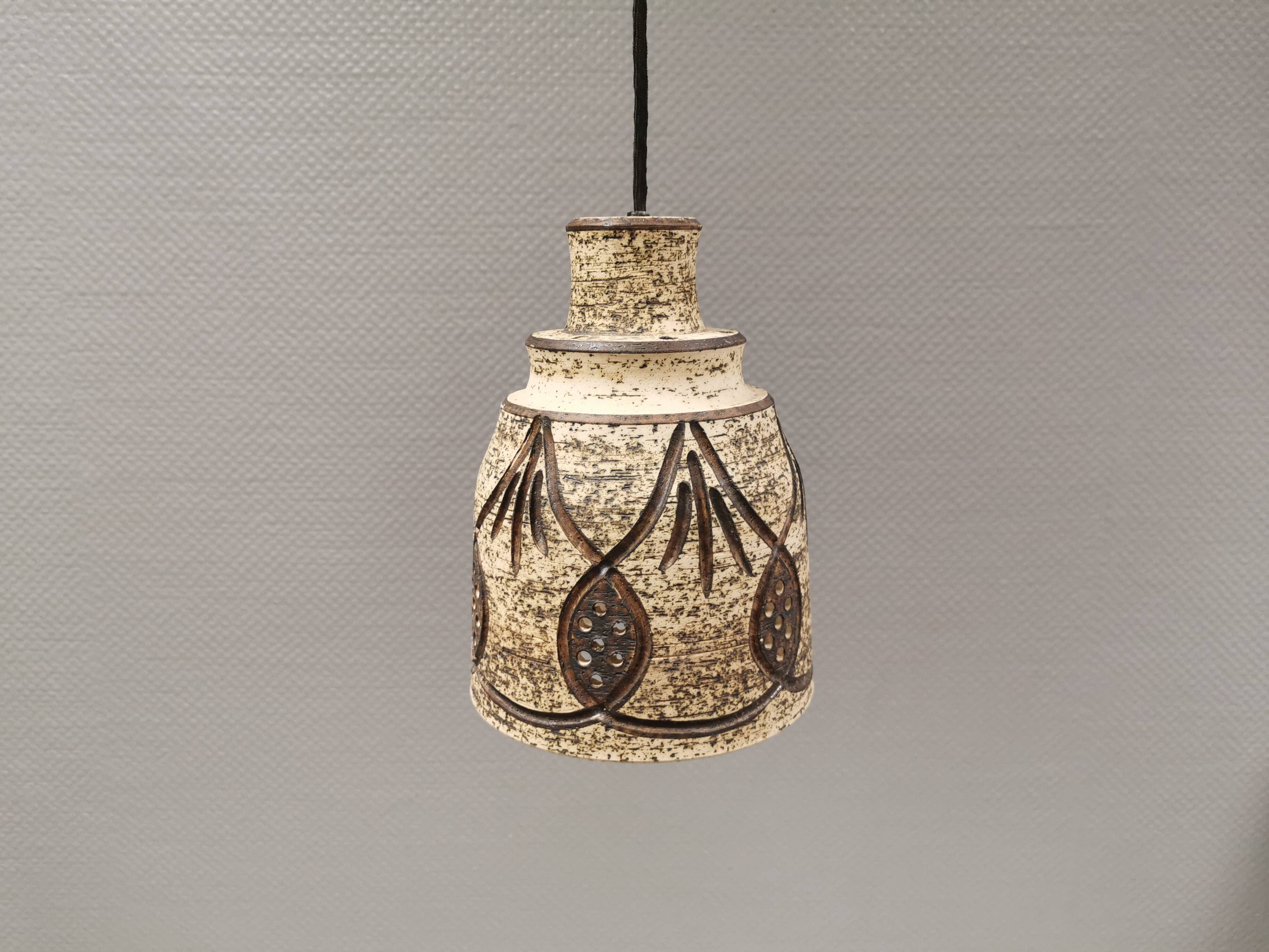 Beautiful ceramic hanging lamp, designed by jette hellerøe denmark, 1960s.