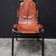 Set of 3 leather Bauhaus chairs by DalVera, Charlotte Perriand style, 1950.