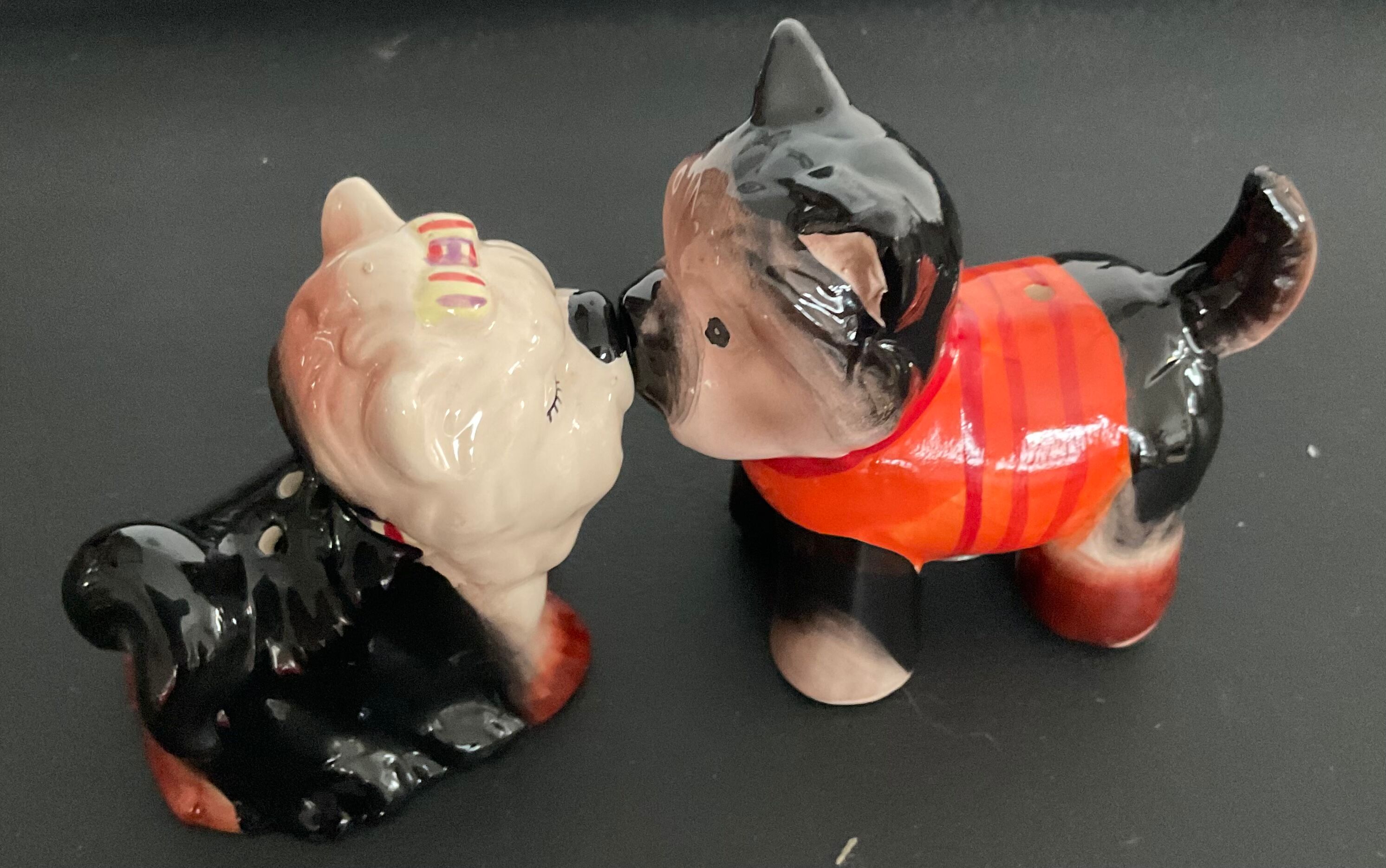 Vintage Pepper Shaker Duo Ceramic Dogs