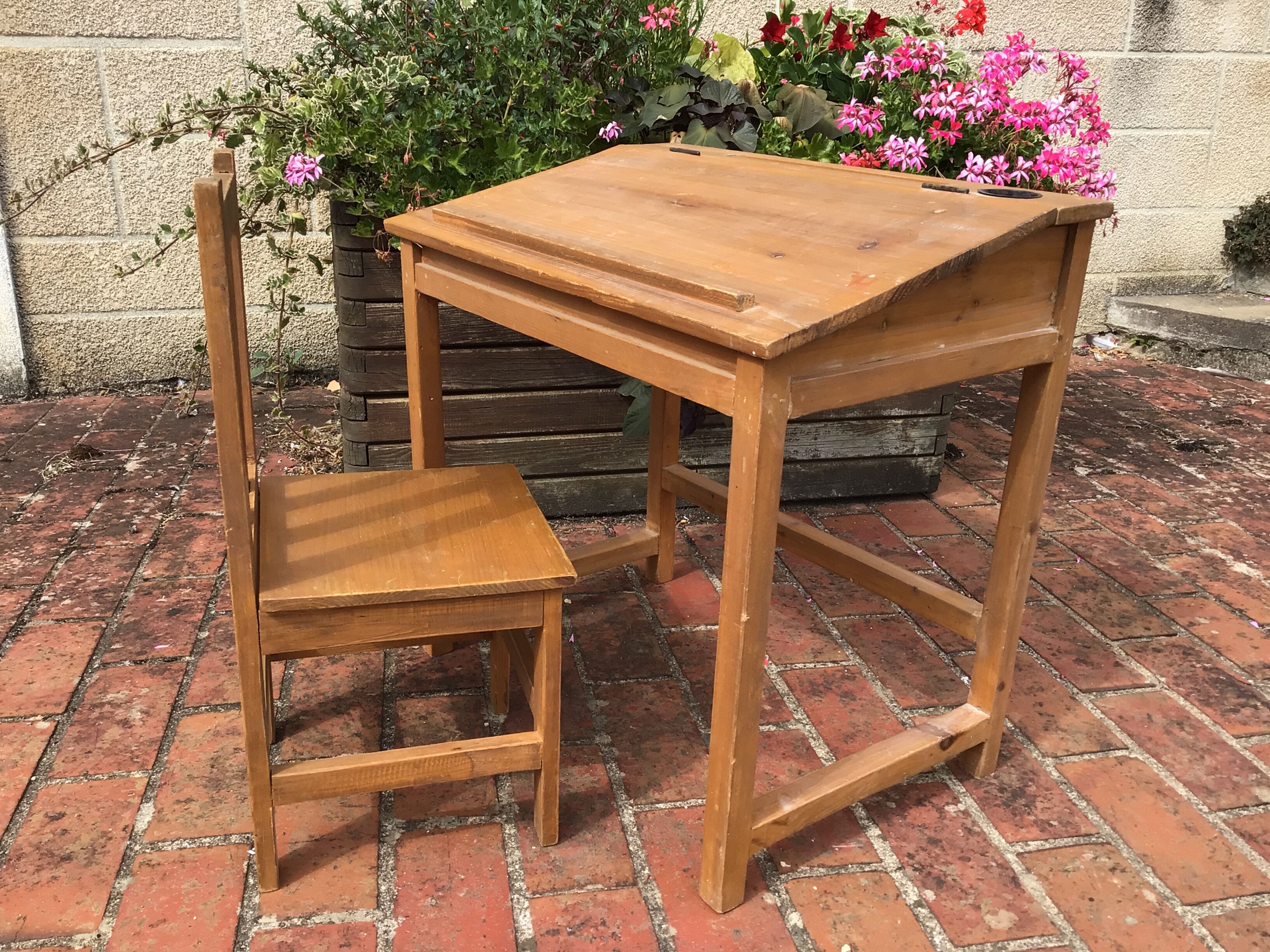 School desk with wooden chair
