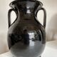Neo-classical urn vase in black Biot glazed earth 1960
