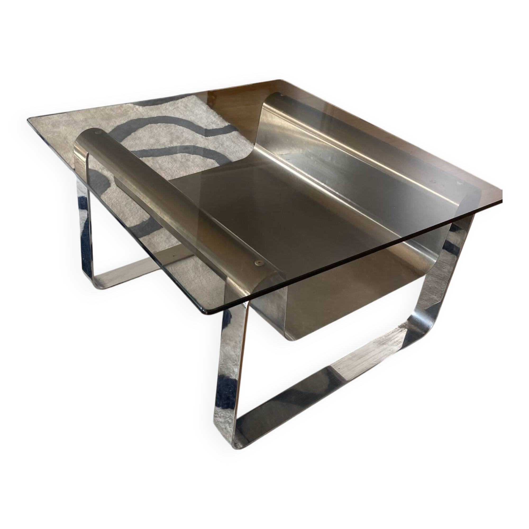 Small Coffee Table Stainless Steel Designer Modern Steel Vintage Glass Furniture