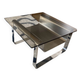 Small Coffee Table Stainless Steel Designer Modern Steel Vintage Glass Furniture