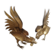 Duo of gold metal roosters 1950