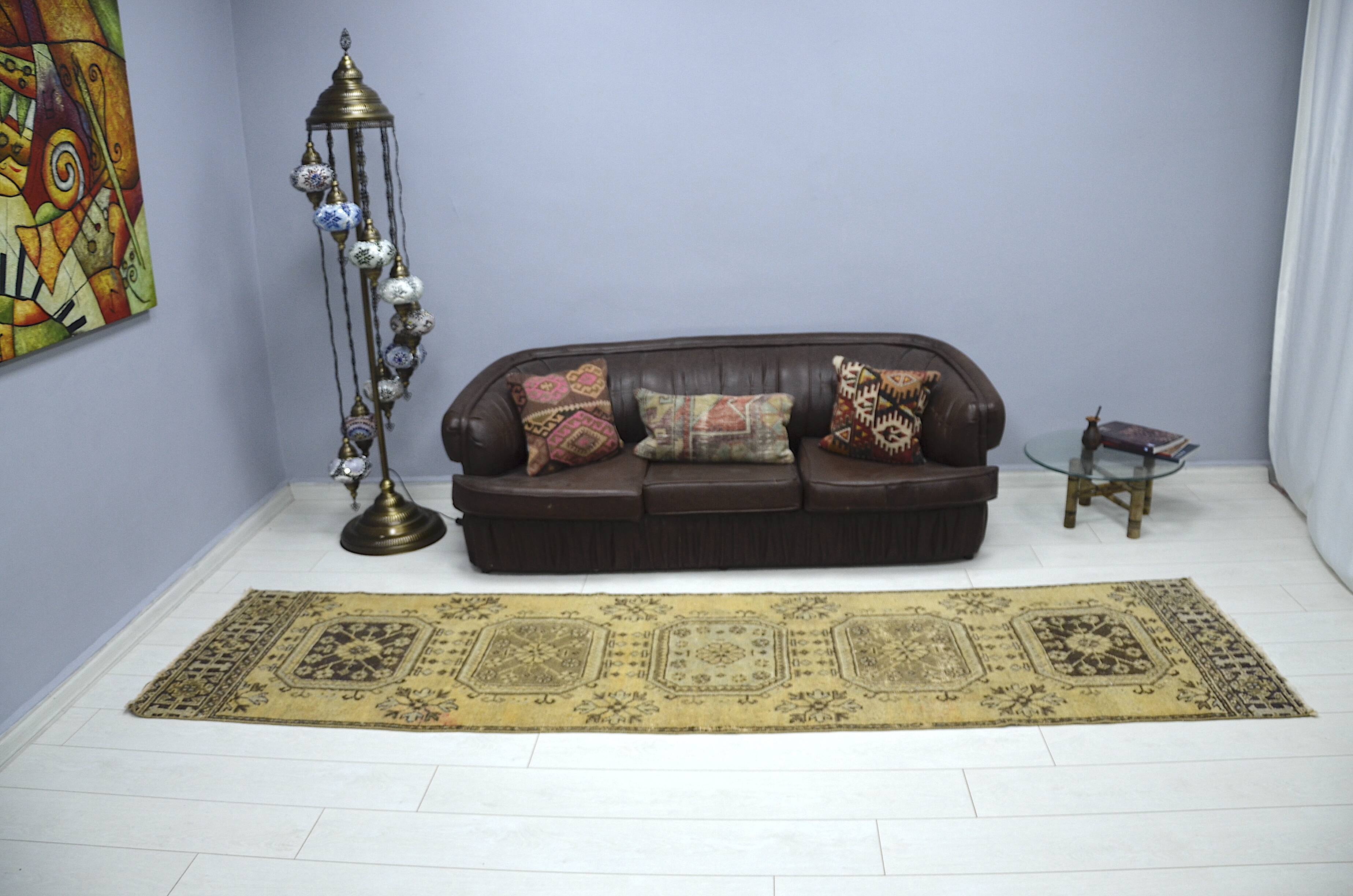 Yellow & Brown Turkish Wool Rug sku 2223