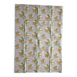 Nappe vintage Moissac fleuri et 8 serviettes neuf - beige orange vert neuf