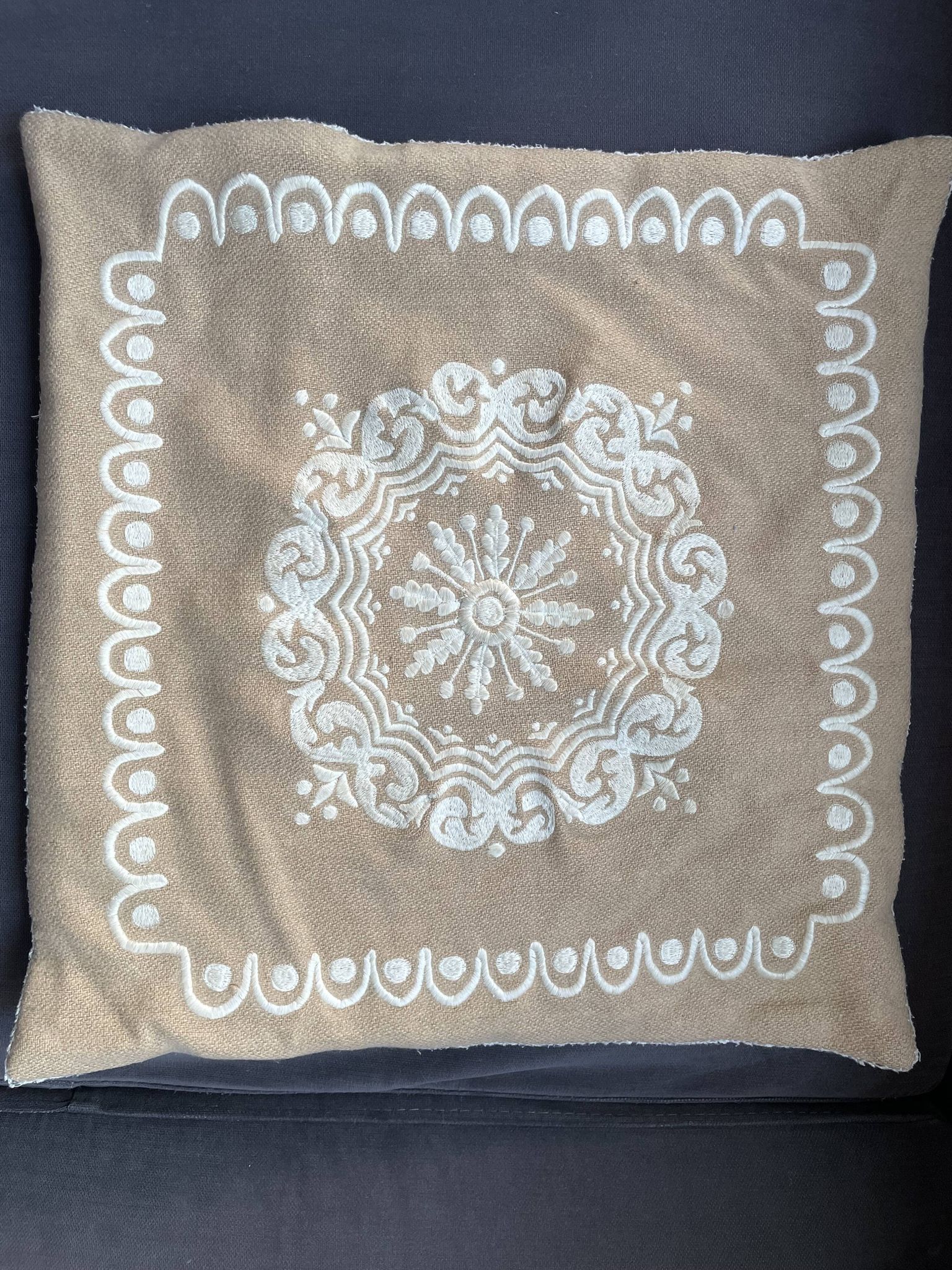 Coussin Pierre Frey Paris 40x40 laine brodée – garnissage plumes