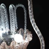 Charming Pink and Transparent Murano Glass Chandelier by Barovier e Toso, 1950s