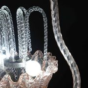 Charming Pink and Transparent Murano Glass Chandelier by Barovier e Toso, 1950s