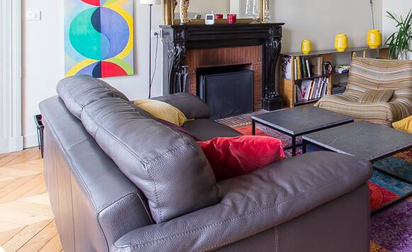 Roche Bobois 220 cm 3-seater leather sofa in very good condition, anthracite grey