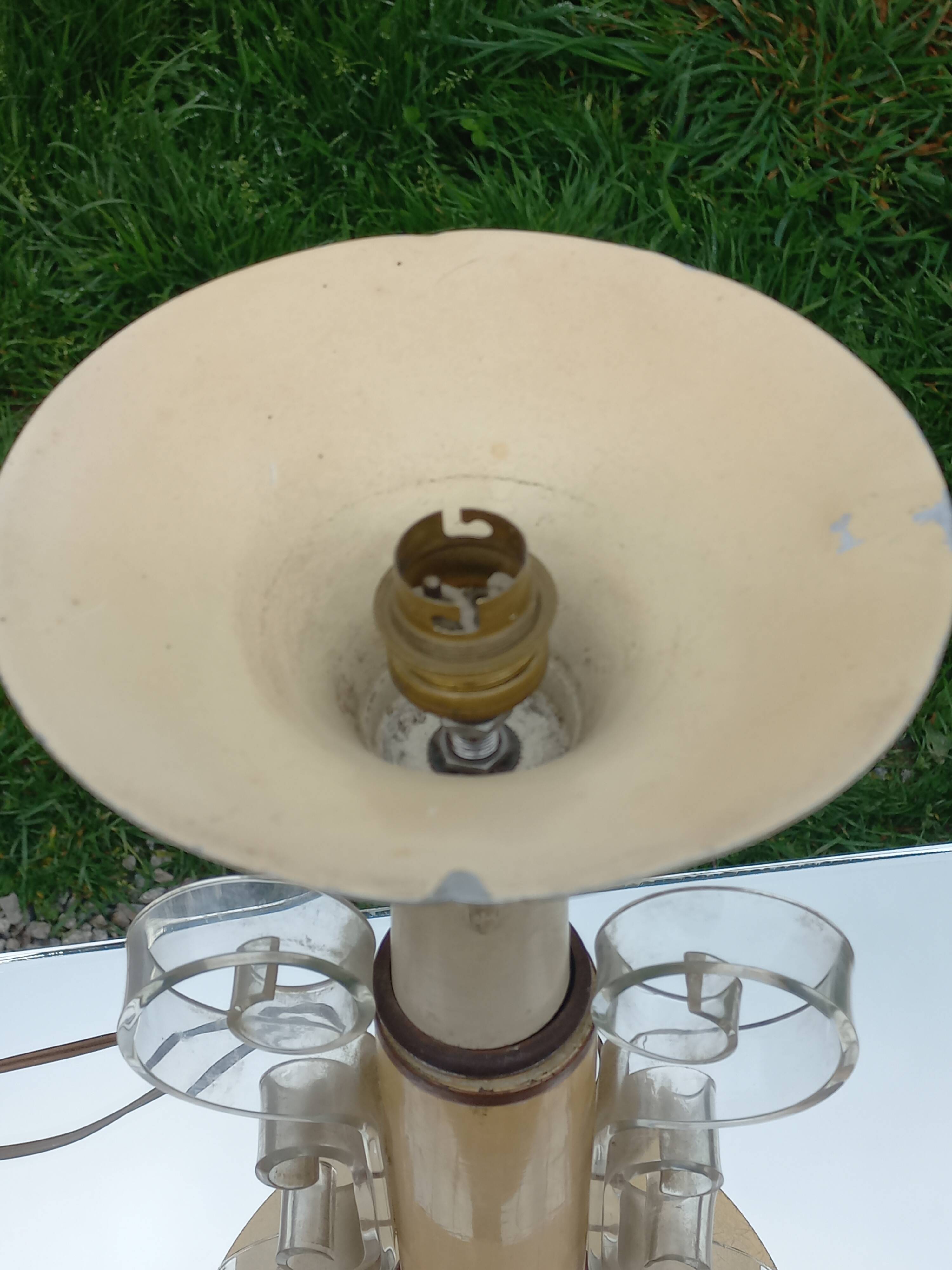Lampe vintage des années 50 tôle, plexi et bois