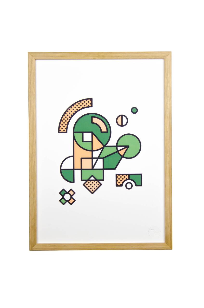 Illustration - Affiche A3 abstraite géométrique graphique colorée numérotée #007