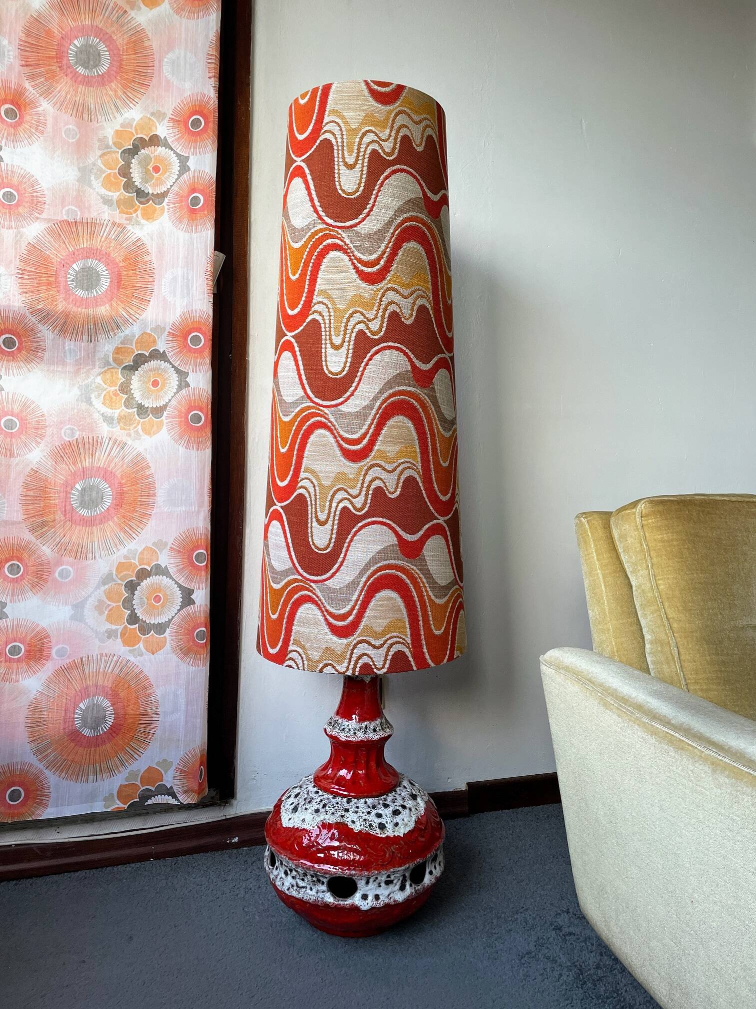 Résonance lampshade H87 D35 D25 - vintage fabric 1970's