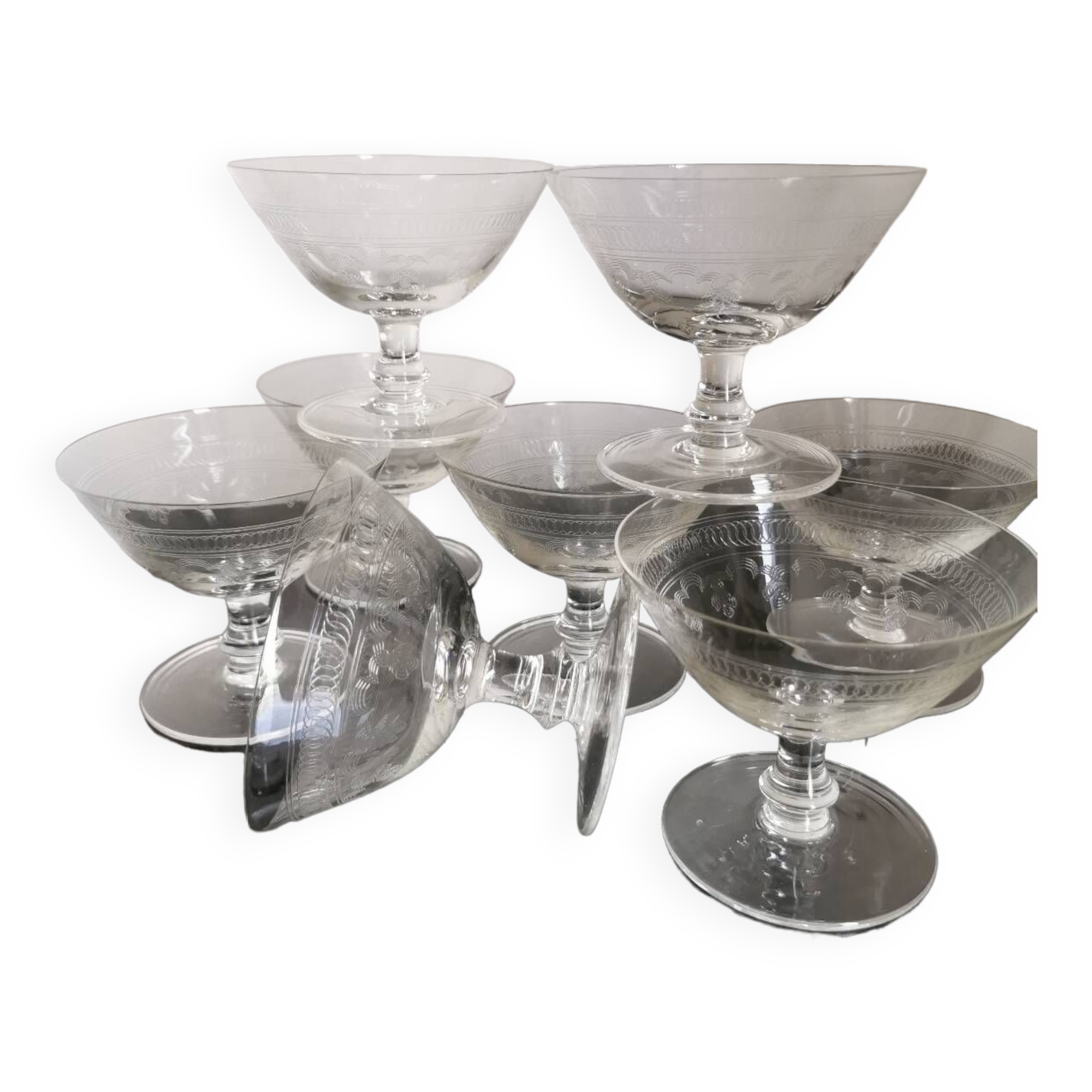 Lot 8 Old crystal champagne glass