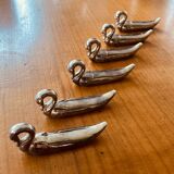 Case of 6 silver-plated knife rests in the shape of swans from the 1970s/80s.