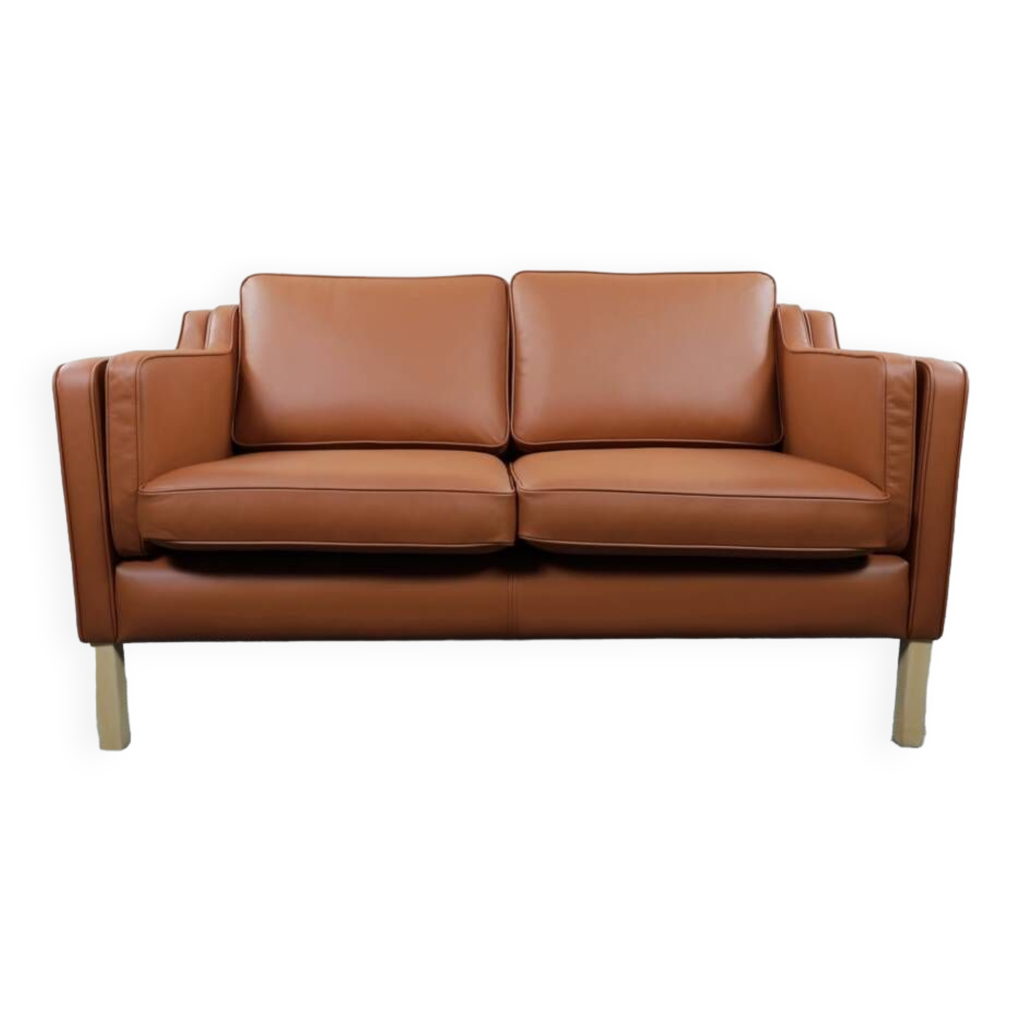 Borge Mogensen 2 seater cognac leather sofa model 2212 - newly reupholstered