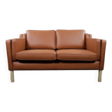 Borge Mogensen 2 seater cognac leather sofa model 2212 - newly reupholstered