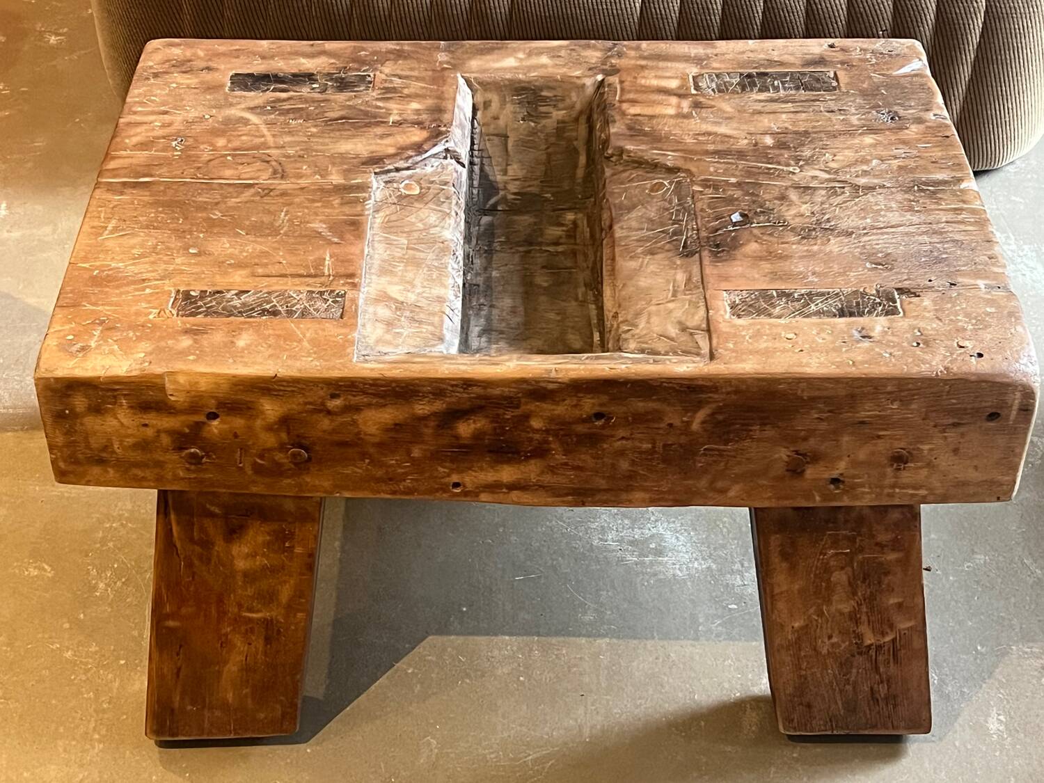 Brutalist coffee table made of solid wood