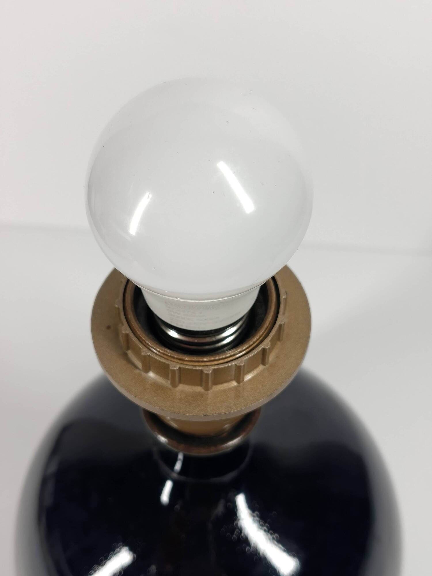 Deep black ceramic ball lamp base