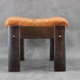 1960s Brown Leather Oak Stool, Denmark