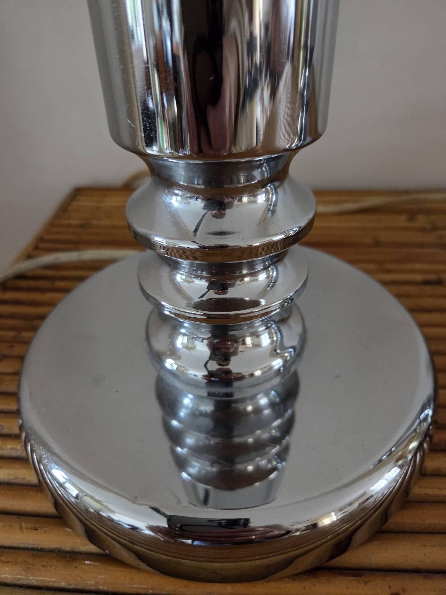 Pair of vintage chrome lamp bases