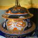 Porcelain lamp of bayeux floral decoration nineteenth with lampshade