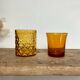 6 mismatched vintage amber glasses
