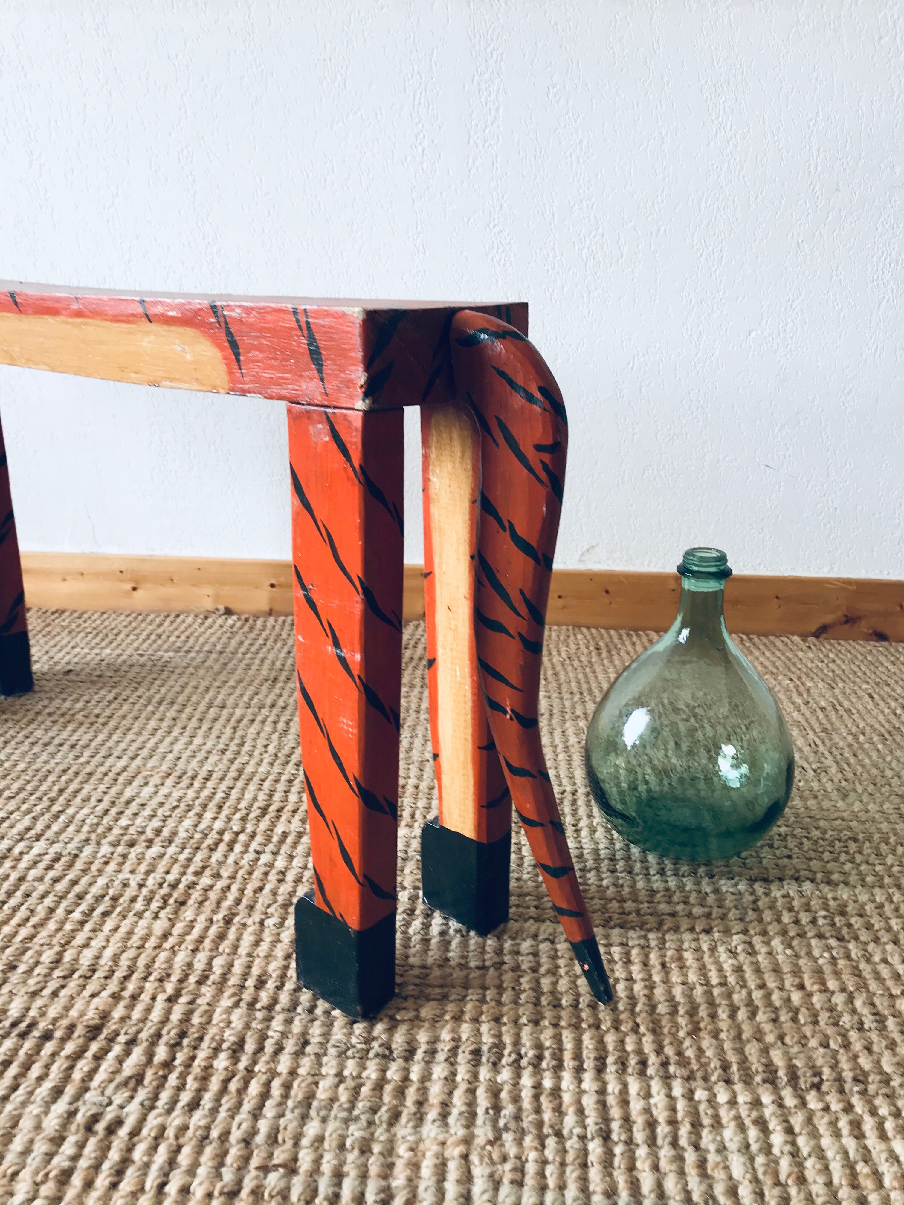 Wooden tiger bench