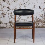 Set of 5 Scandinavian chairs in teak and faux leather, 1960.