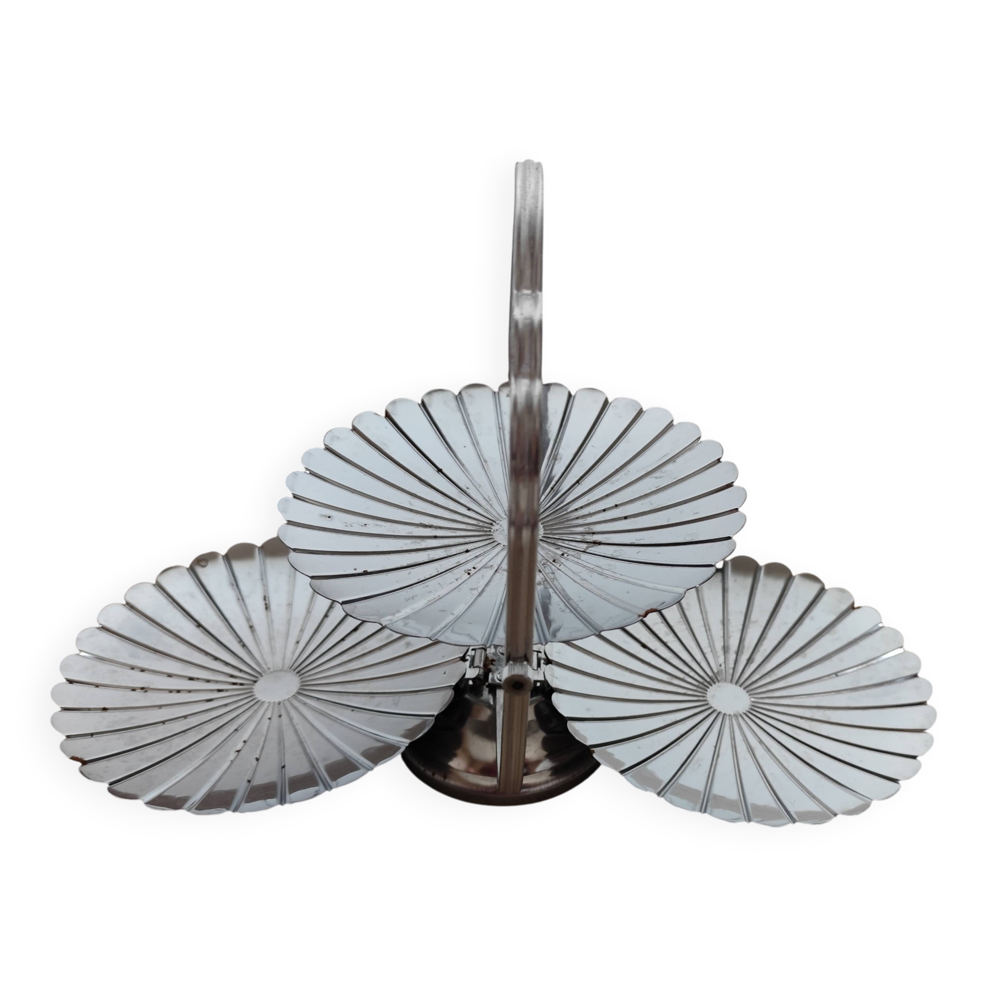 Vintage chrome-plated metal display stand for appetizers and petits fours
