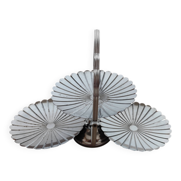 Vintage chrome-plated metal display stand for appetizers and petits fours