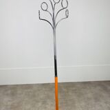 Coat rack 70's orange and chrome by Fase
