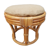Pouf rotin toile de jute