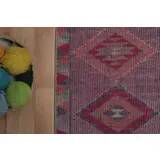 1970s Vintage Turkish Oushak Handmade Wool Cotton Purple Runner Rug 74x355