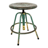 Industrial 4 legged factory swivel stool Green yellow