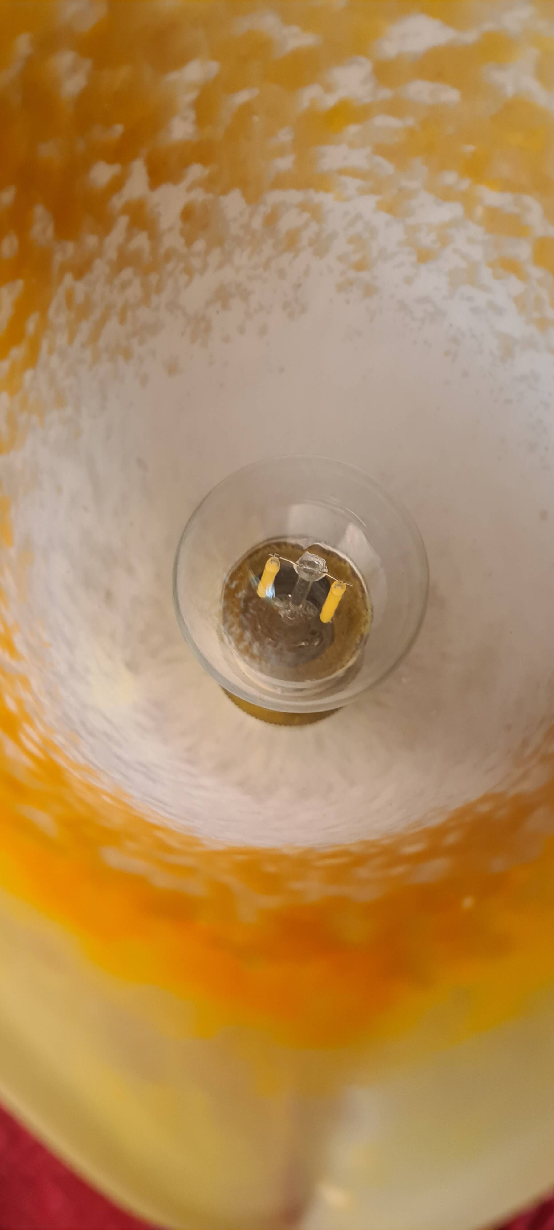 Antique Napoleonic bronze lamp, 3 very pretty tulips in glass paste, unsigned