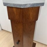 Biedermeier Drum Cabinet in Walnut Veneer & Marble, France, 1830s