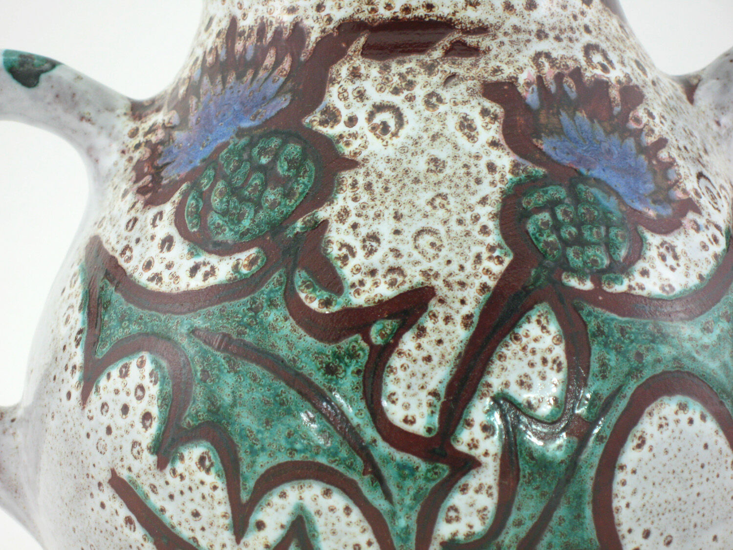 Ceramic vase - decoration flowers chardons - Etienne Daniel Vallauris France - vintage 70s