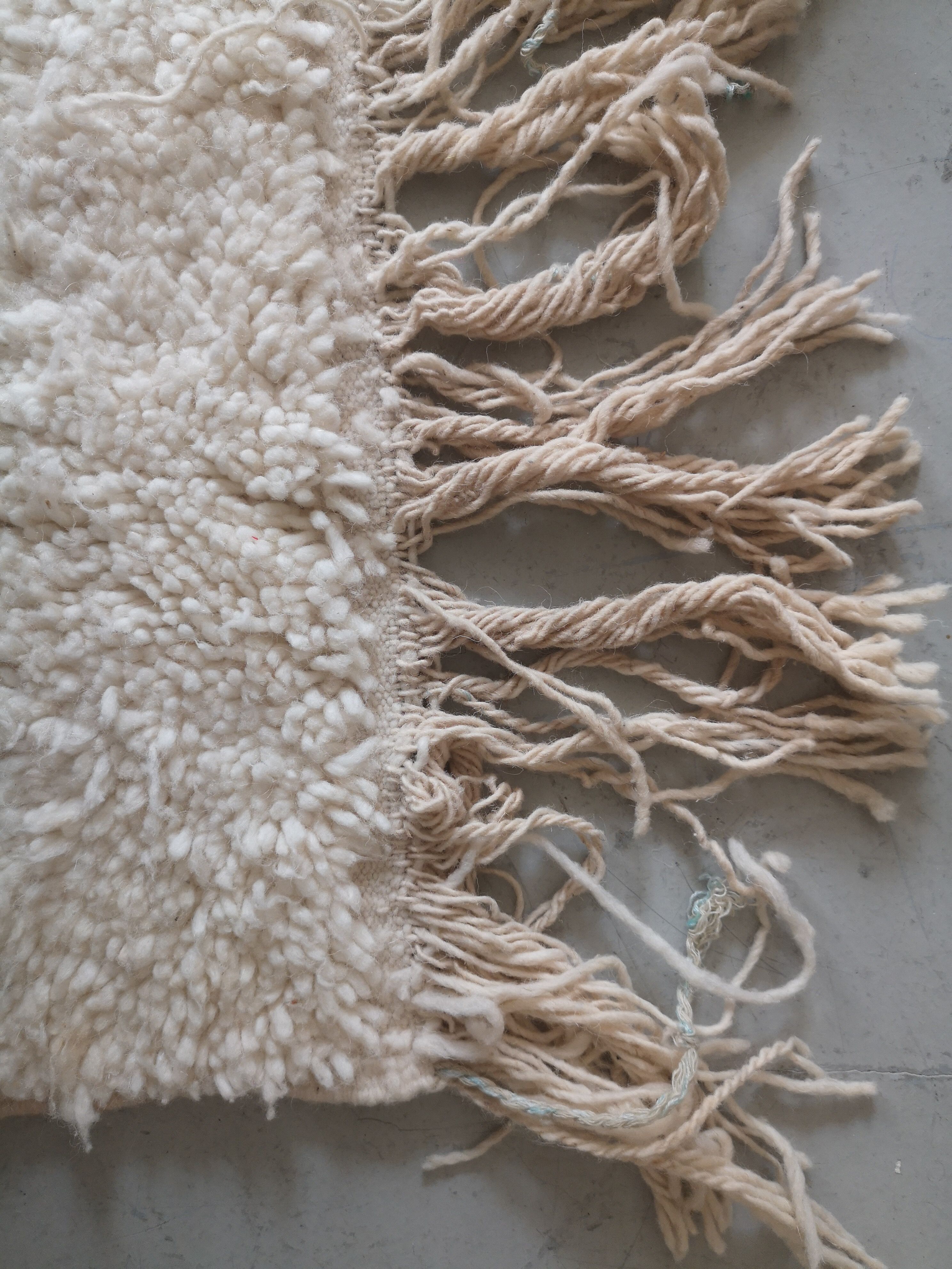 Berbere carpet plain ecru 100% virgin wool, 230x133 cm