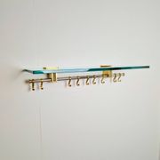 Brass and Glass R14G Wall-Mounted Coat Rack from Peter Ghyczy, 1980s