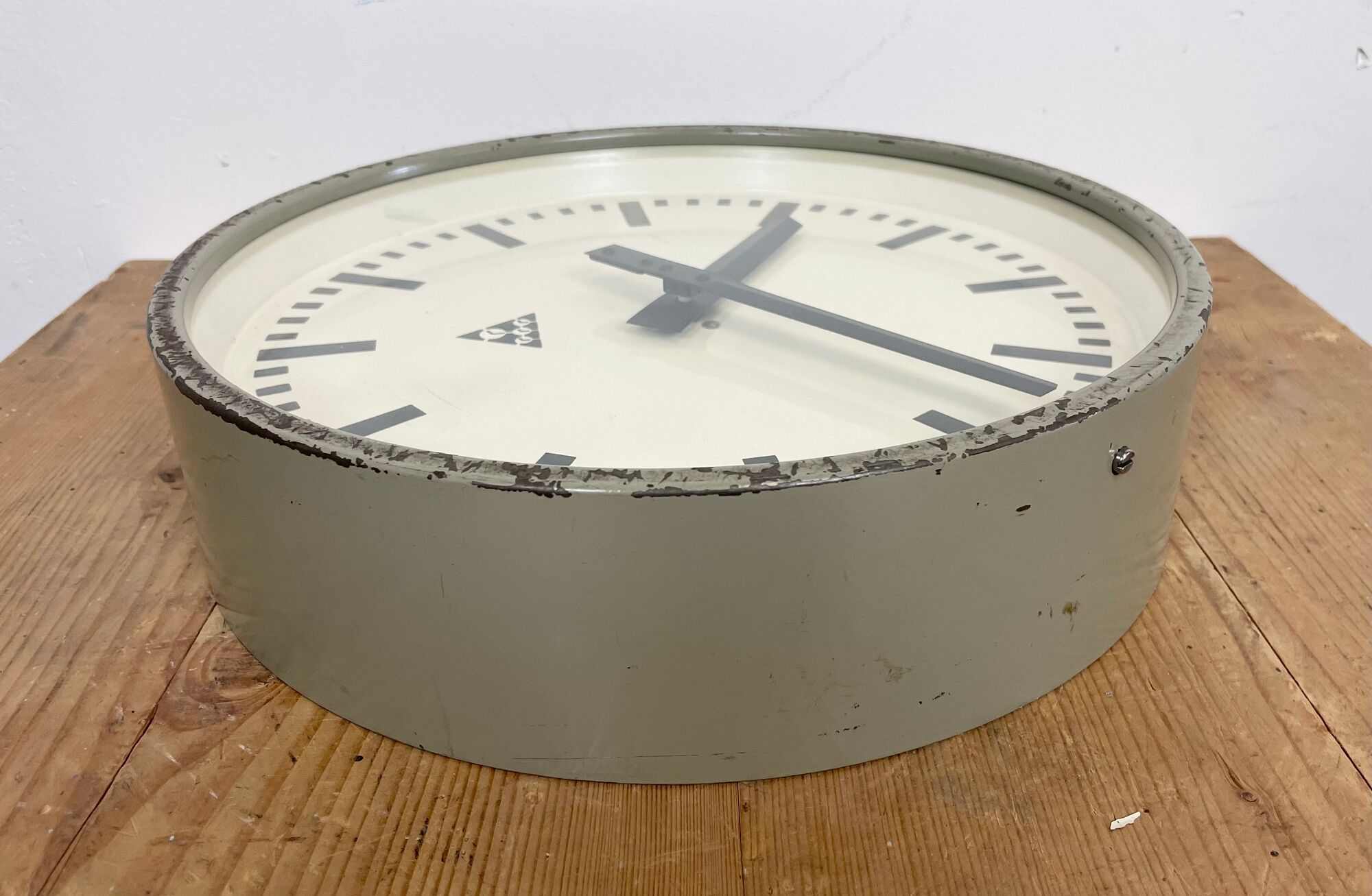 Grey Industrial Factory Wall Clock from Pragotron, 1960s