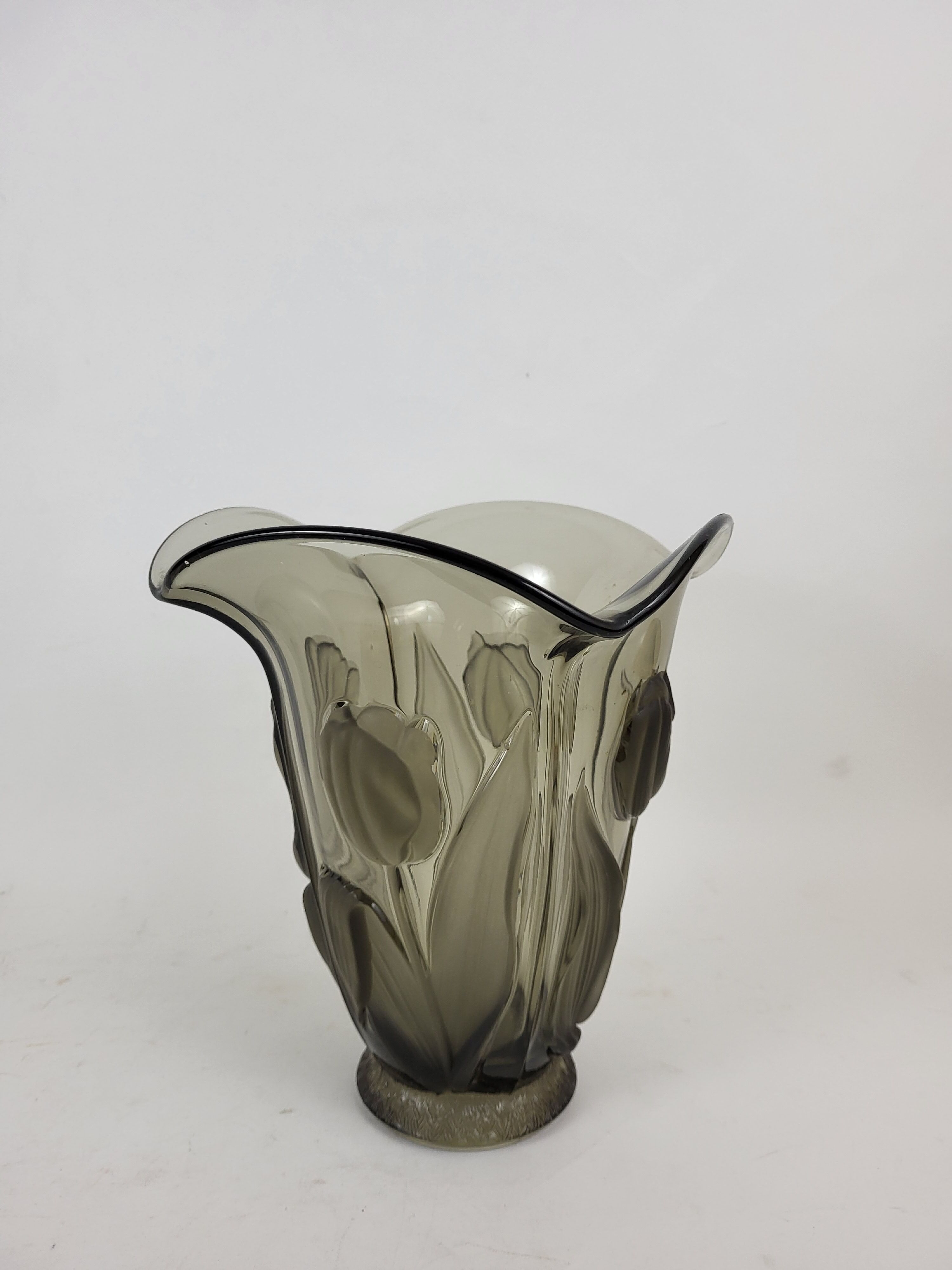 Art Deco glass tulip vase Czechoslovakia