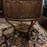 Rattan coffee table with blown glass top