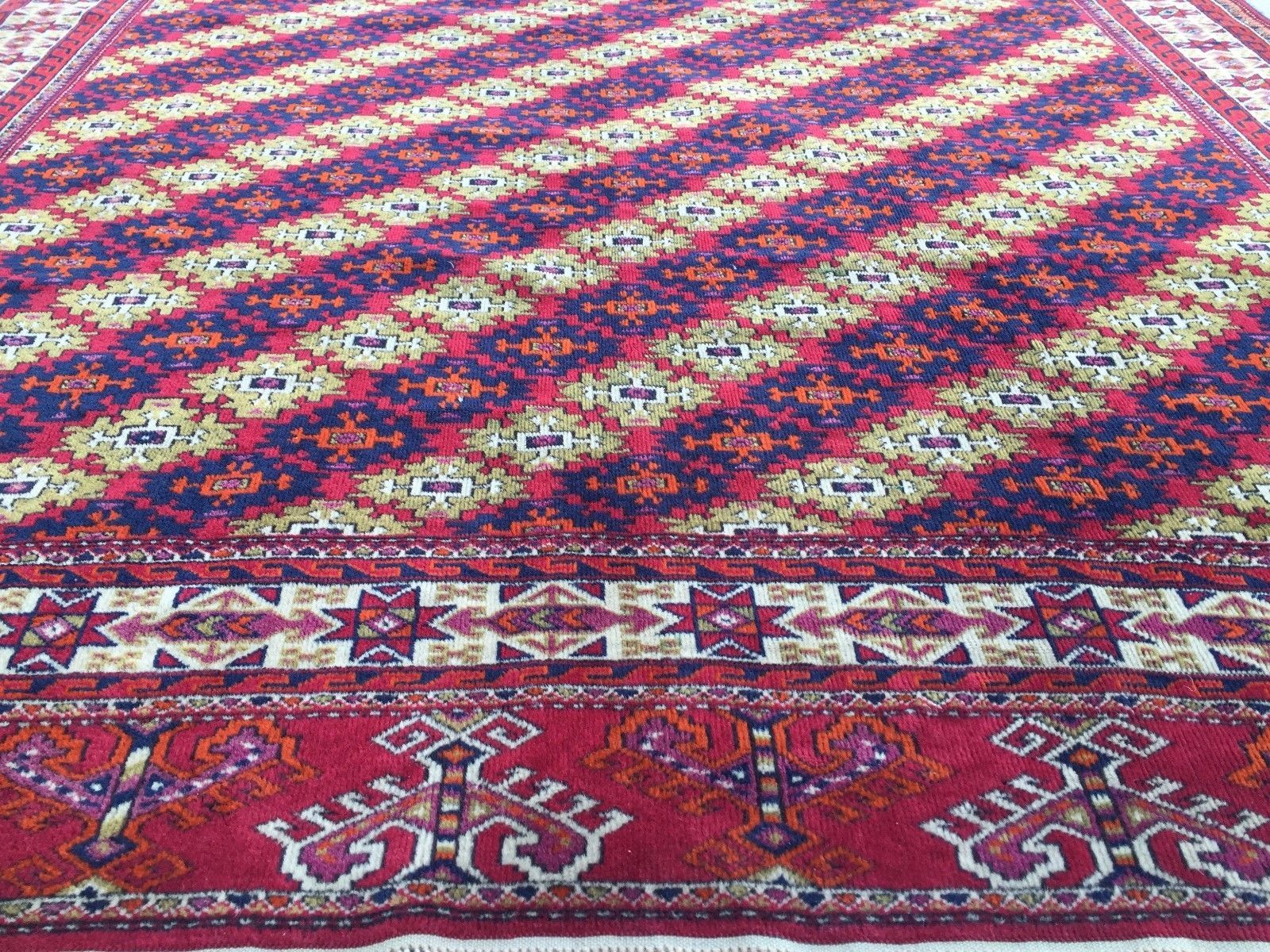 Fine Antique Turkmen Rug Wool Oriental Hand Made Rug 245x162cm Persian Vintage