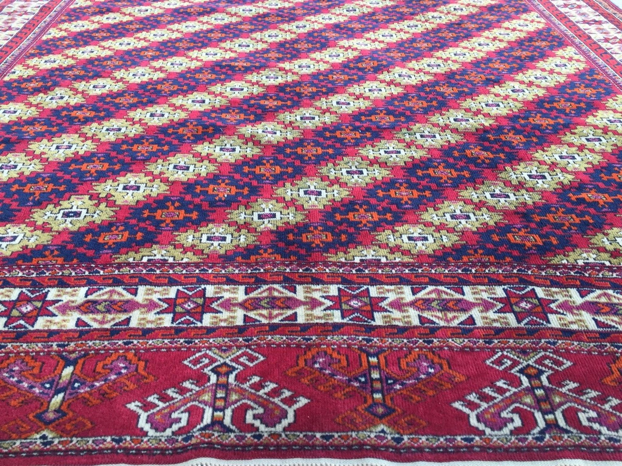 Fine Antique Turkmen Rug Wool Oriental Hand Made Rug 245x162cm Persian Vintage