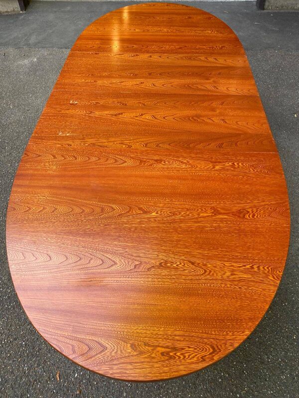 Table scandinave ovale extensible Baumann teck 240cm 1980