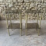 Pair of glass side tables with gilded feet